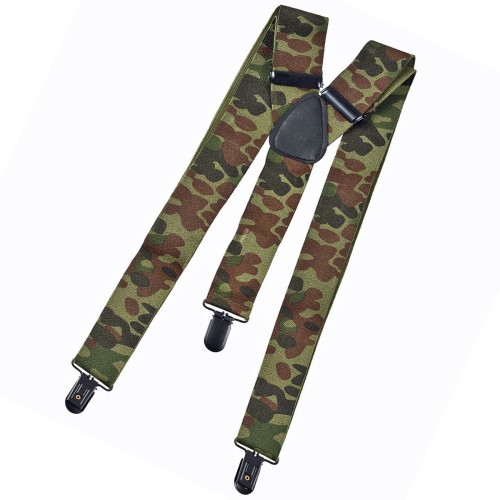 Preview: Suspenders, camouflage, with metal clips
